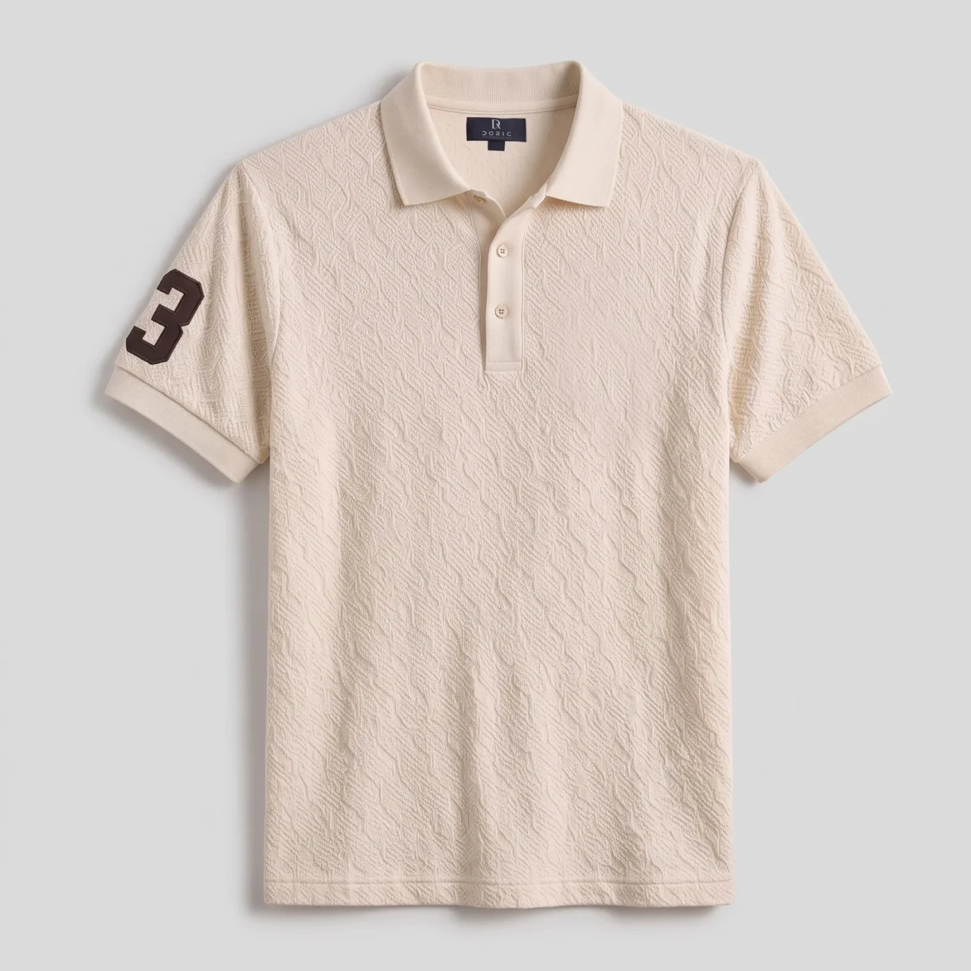 Textured Knit Polo - Oat, photographed flat, front