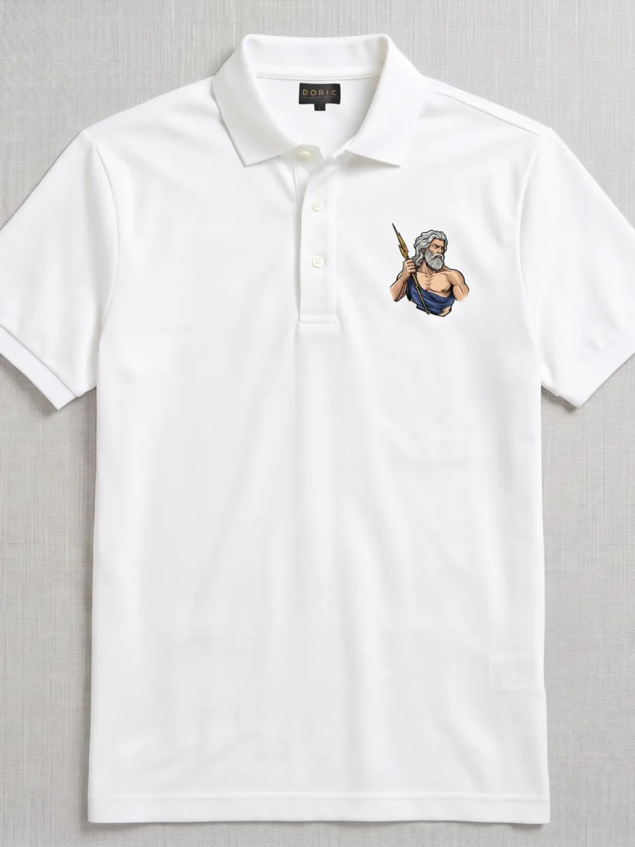 Zeus Polo - White, photographed flat, front